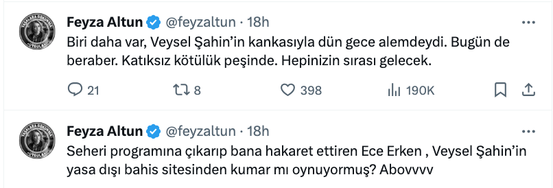 feyza altun dan dikkat ceken ece erken iddiasi yasa disi bahis mi oynuyor